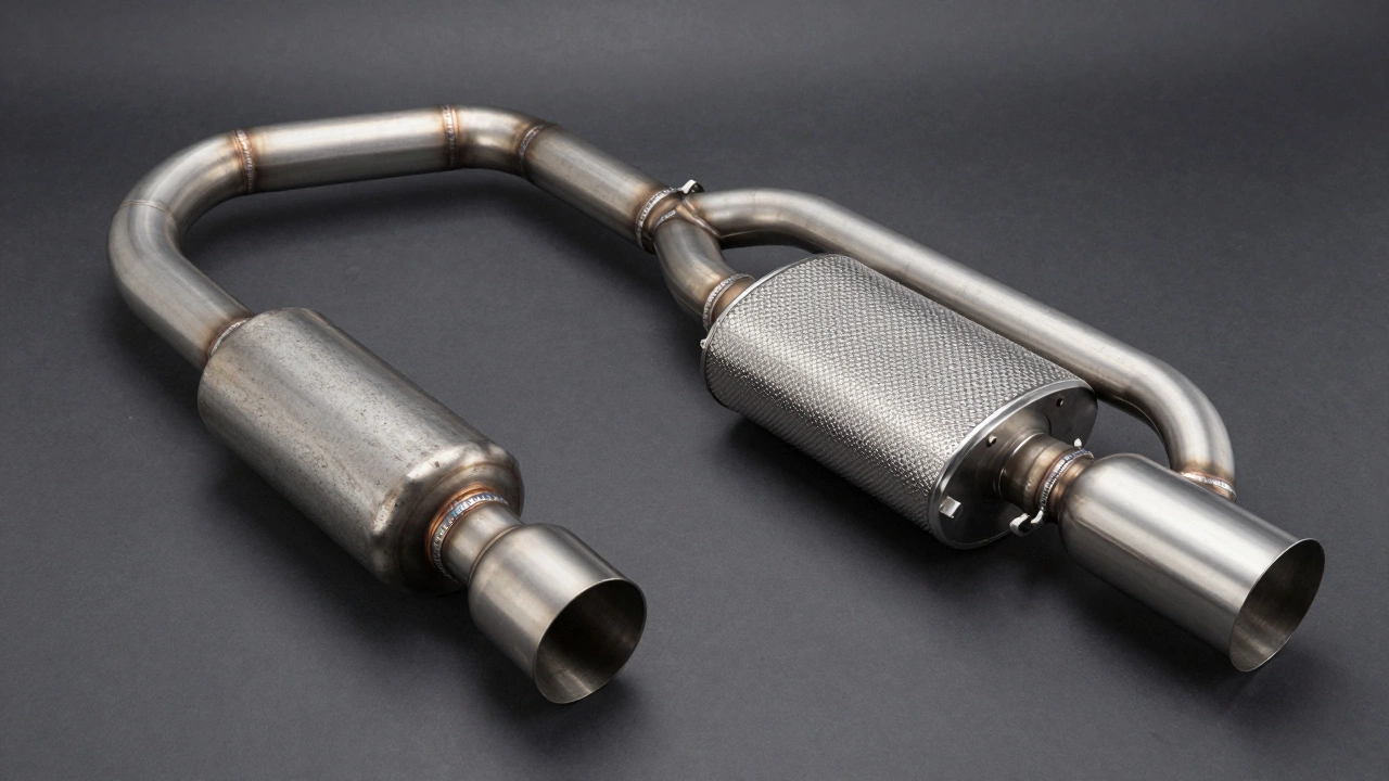 Comparison between a basic straight pipe and a professional exhaust system