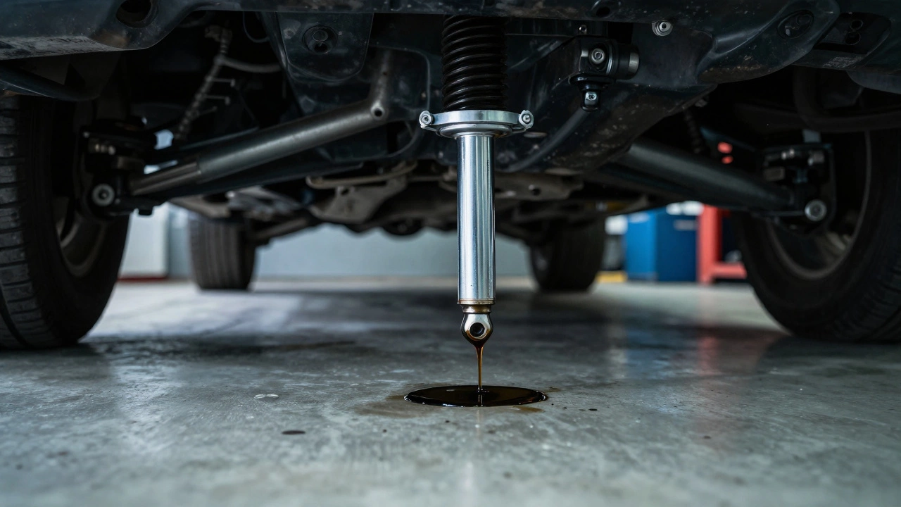 Hydraulic fluid leaking from car strut assembly