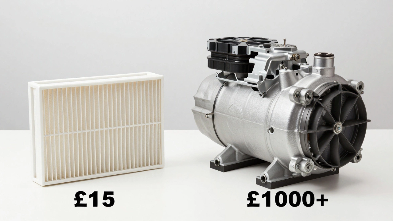 Comparison of cheap air filter vs expensive compressor repair costs