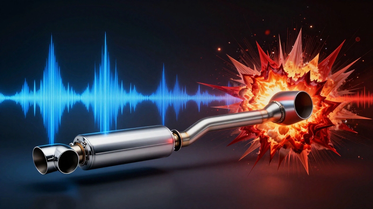 Visual comparison of sound waves from cat-back vs straight pipe exhausts