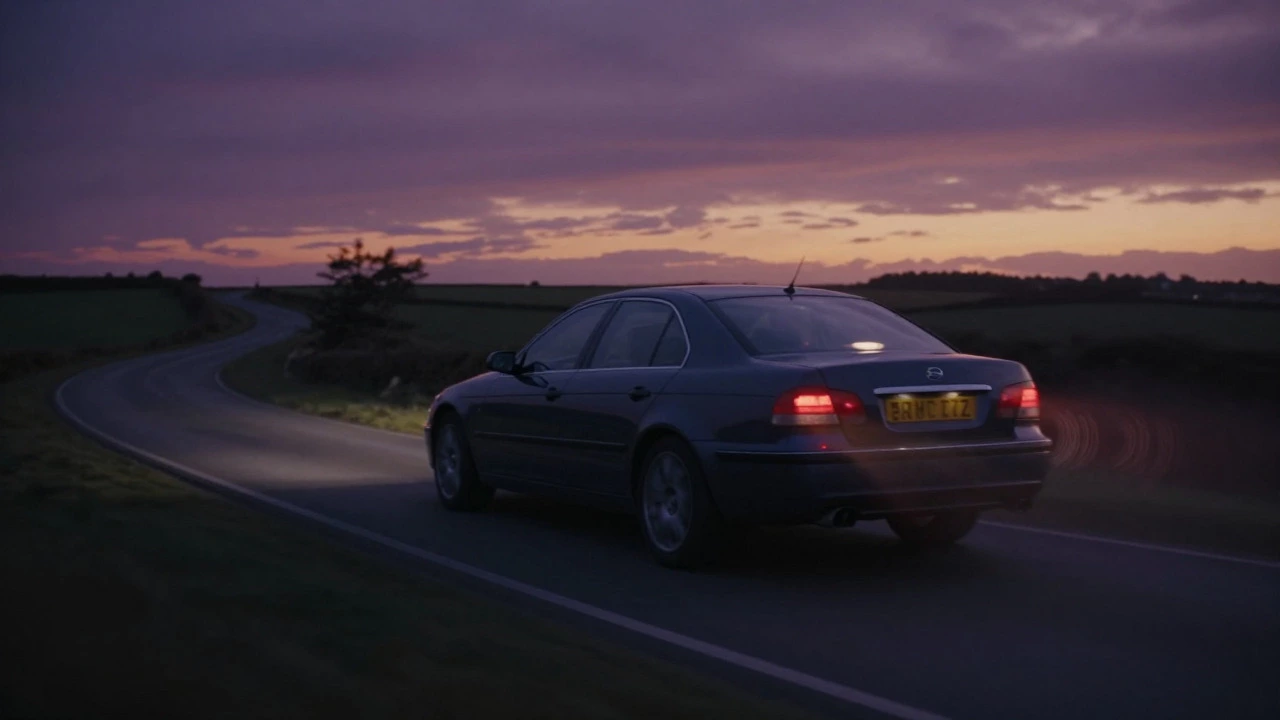 Car sputtering while driving on a rural road at dusk