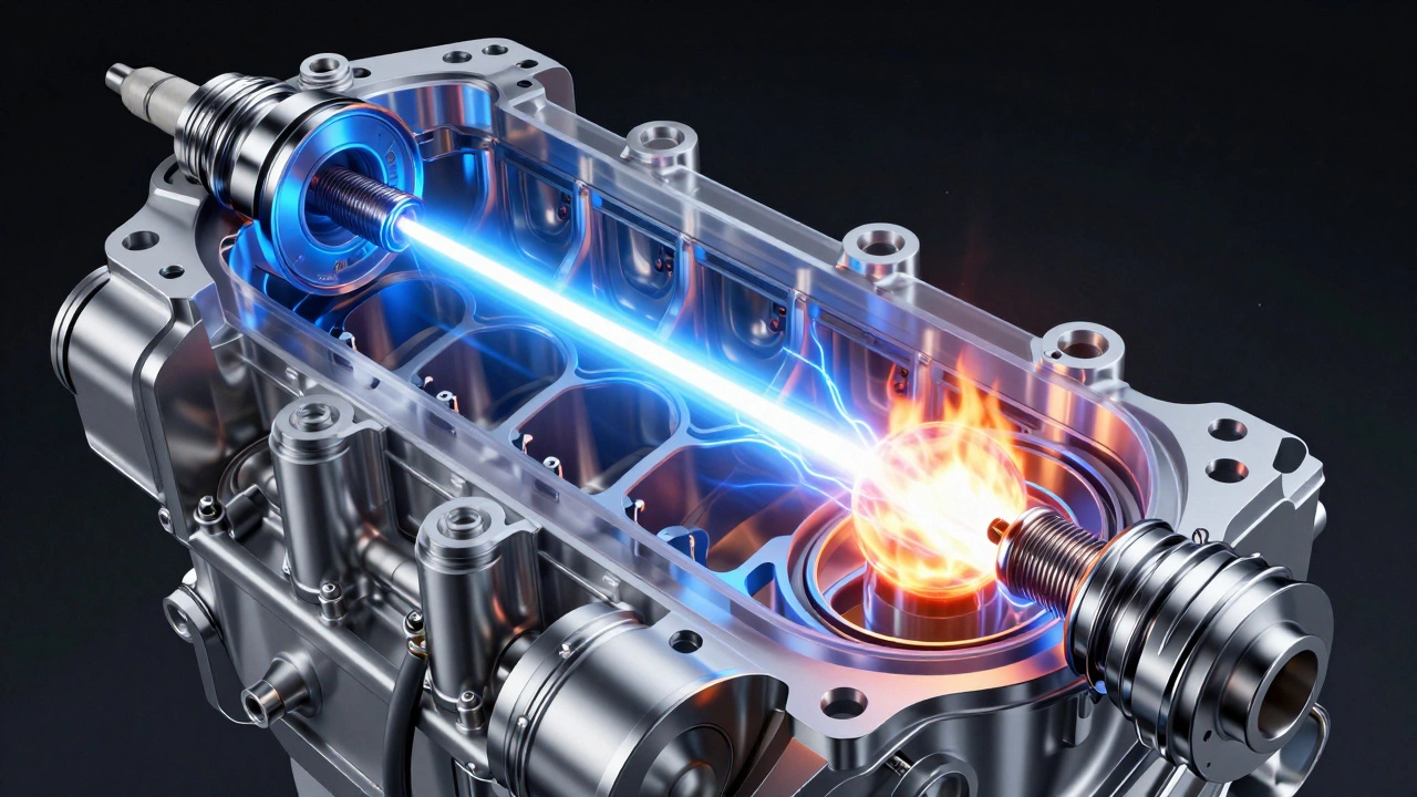 Cross-section of engine showing perfect spark ignition
