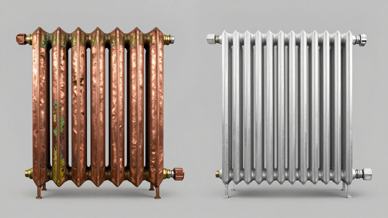 Comparison of old corroded copper vs new aluminum radiator