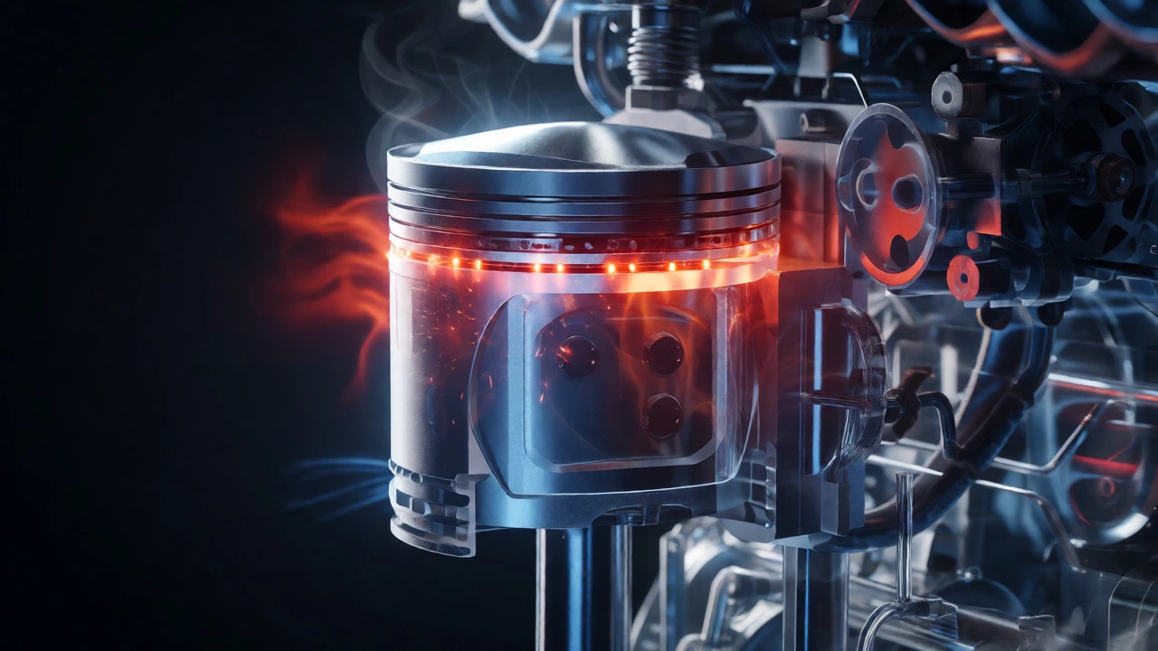 Cutaway engine showing metal-on-metal friction and heat