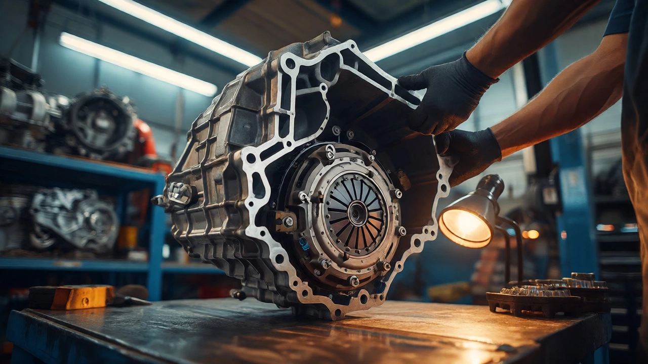 Mechanic removing transmission to access clutch