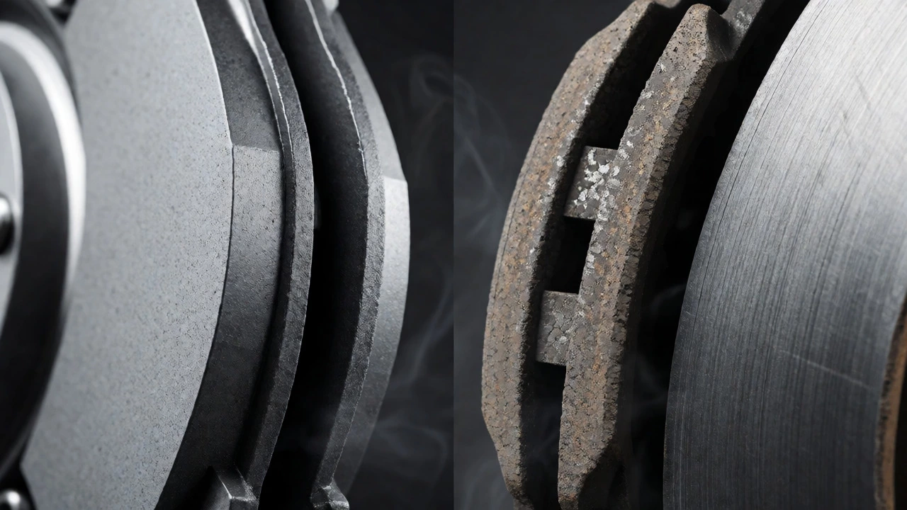 Comparison of new versus worn brake pads